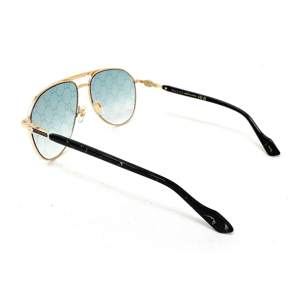 GUCCI Men's Sunglasses GG1220S 004 Gold Black Green Pilot 59mm - Picture 5 of 5
